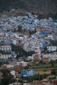 High angle view of buildings in city