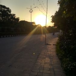 View of street at sunset