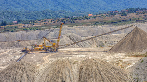 Low angle view of people on mountain