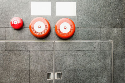 Close-up of fire alarm on wall