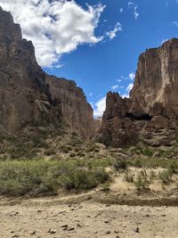 Canyon and blue sky in chubut argentina 