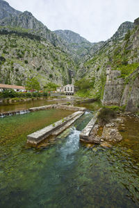 View of lake with mountain in background