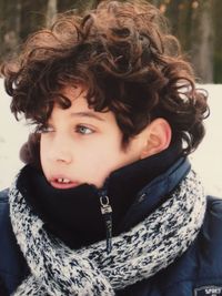 Portrait of young woman in winter