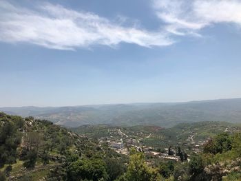 High angle view of townscape against sky