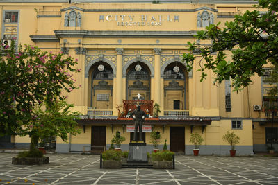 People in front of building