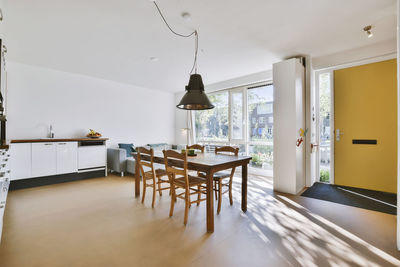 Empty chairs and table at home