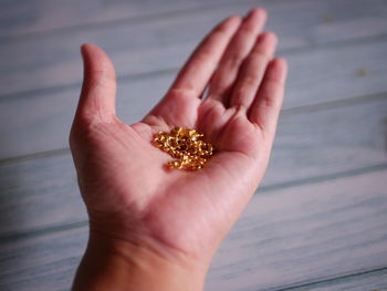 Close-up of hand holding plant