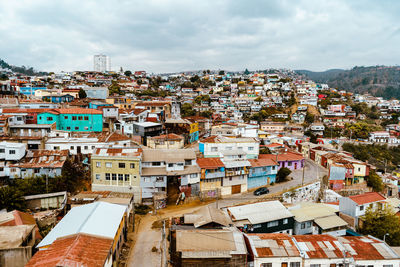 High angle view of townscape against sky