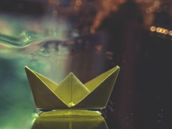 Close-up of paper floating on water