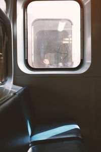Close-up of train window