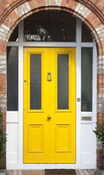 Close-up of yellow door