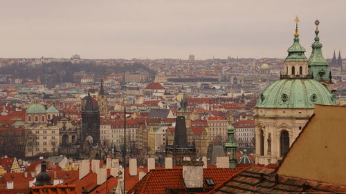 High angle view of buildings in city