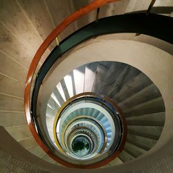 High angle view of spiral stairs