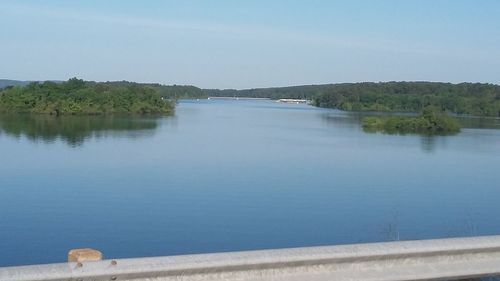 Scenic view of lake against clear sky