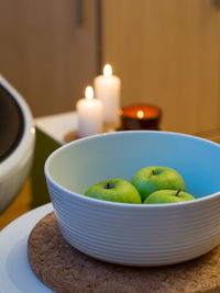 Close-up of fruits served in plate