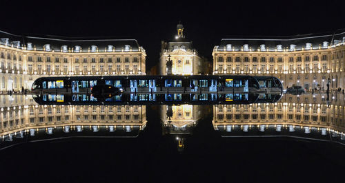 Illuminated building at night