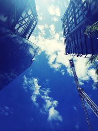 Low angle view of building against blue sky