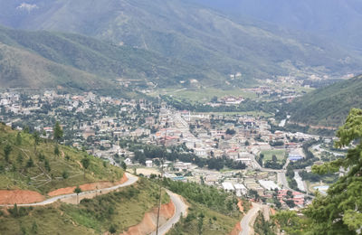 High angle view of village