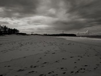 Scenic view of beach against sky