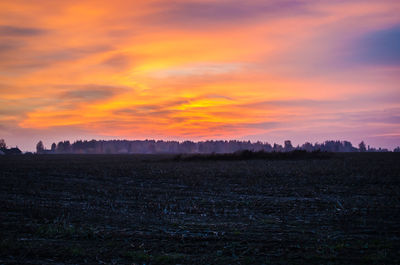 Scenic view of field against sky during sunset