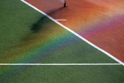 High angle view of playing field