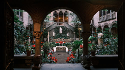 Statue in front of building