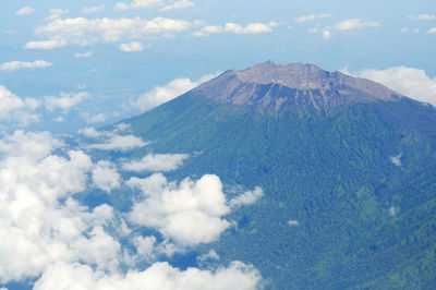 Scenic view of mountains against cloudy sky