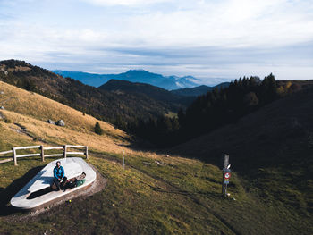 Scenic view of mountains against sky