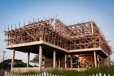 Low angle view of built structure against clear sky