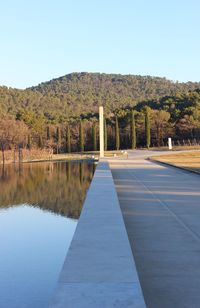 Scenic view of lake against clear sky