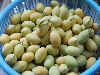 High angle view of fruits in basket