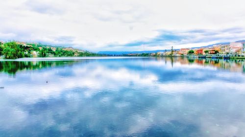 Scenic view of lake against sky