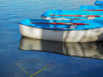 High angle view of fishing boats in swimming pool