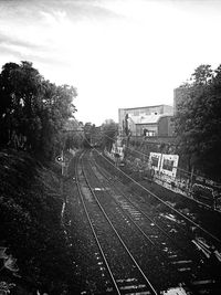 Railroad track against sky