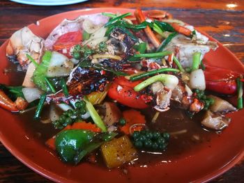 Close-up of vegetables in plate