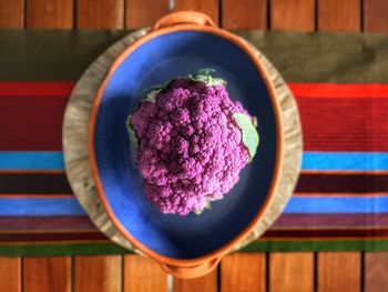 High angle view of food in plate on table