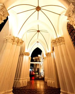 Interior of illuminated historic building