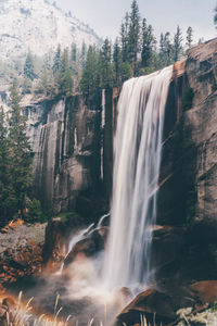 View of waterfall in forest