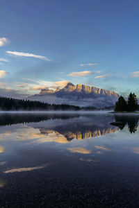 View of lake at sunset