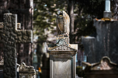 Close-up of old sculpture in temple