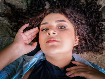 Close-up portrait of beautiful young woman