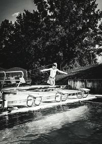 Woman standing in water