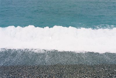 Waves splashing on shore