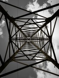 Low angle view of electricity pylon against sky