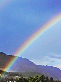 Scenic view of rainbow over mountains