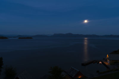 Scenic view of sea against sky at night