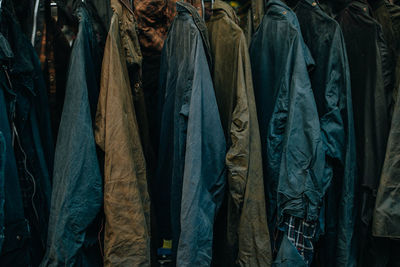 Full frame shot of clothes hanging in store