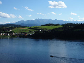 Scenic view of lake against sky