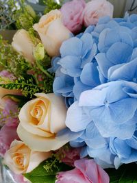 High angle view of rose bouquet