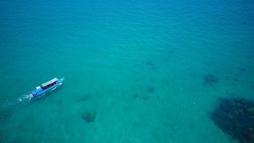 High angle view of boat in sea